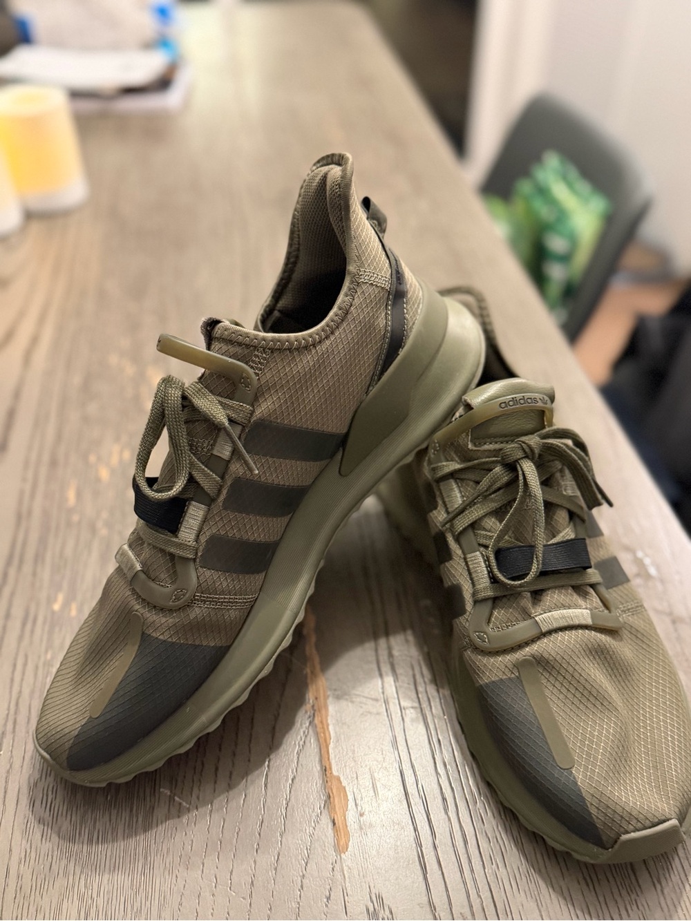 adidas Men's Olive Green and Dark Green Running Sneakers
